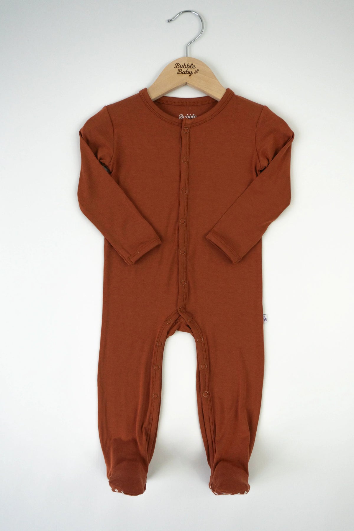 Pecan | Snap Footie - Brown, Baby & Toddler Clothing, Orange, Overall, One-piece garment | Everetts Place