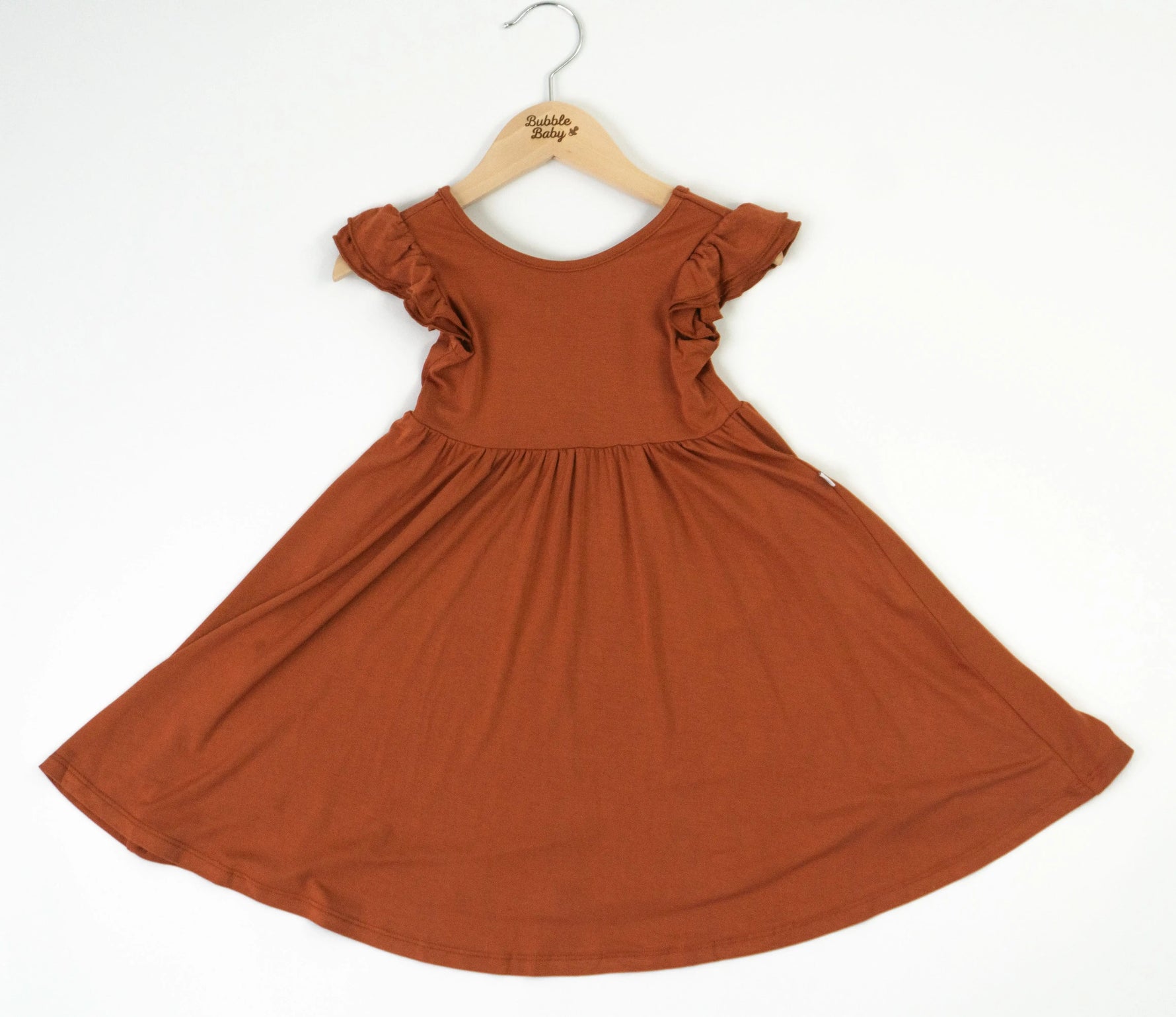 Pecan | Toddler Flutter Dress - Day Dress, One-piece garment, Dress, Ruffle, Baby & Toddler Clothing | Everetts Place