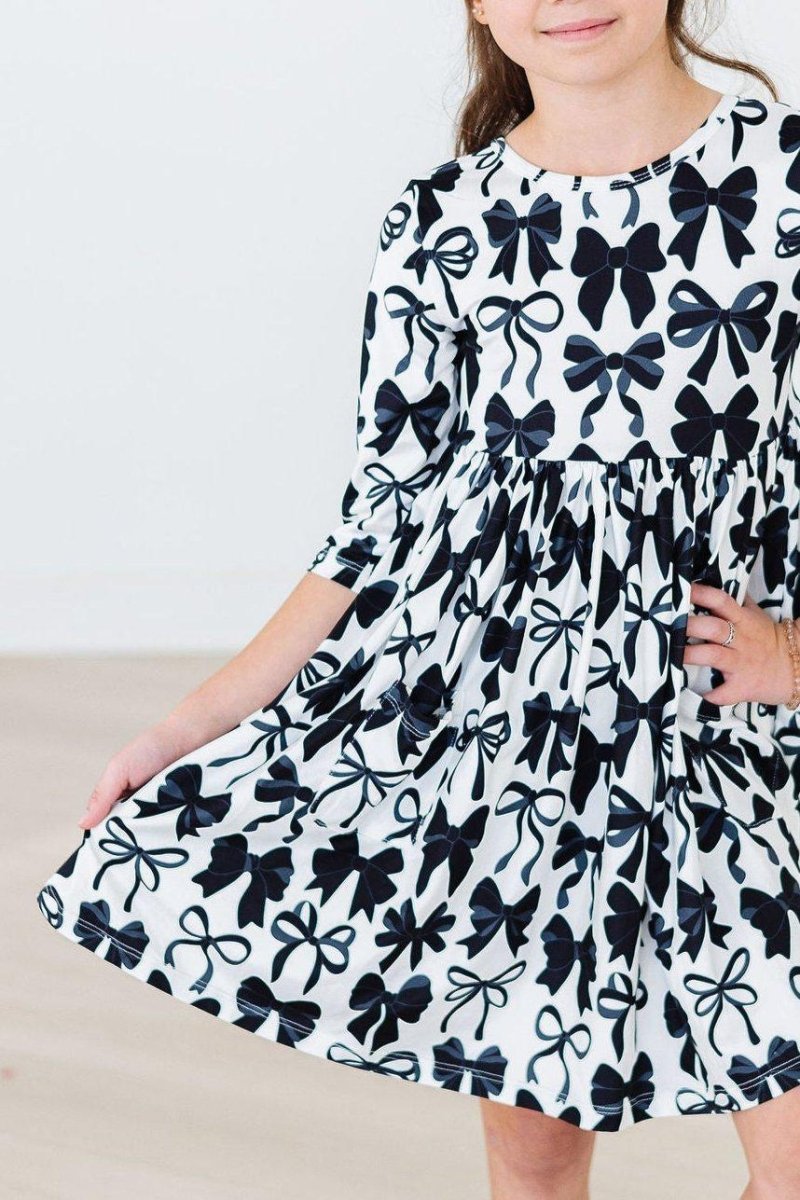 Mila & Rose ® Perfectly Tied Three Quarter Sleeve Pocket Twirl Dress - Everetts Place Boutique - 