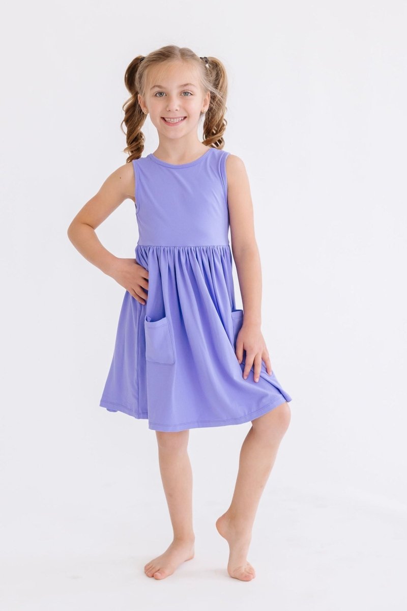Mila & Rose ® Periwinkle Pocket Tank Twirl Dress For Girls Mila And Rose - Everetts Place Boutique - 