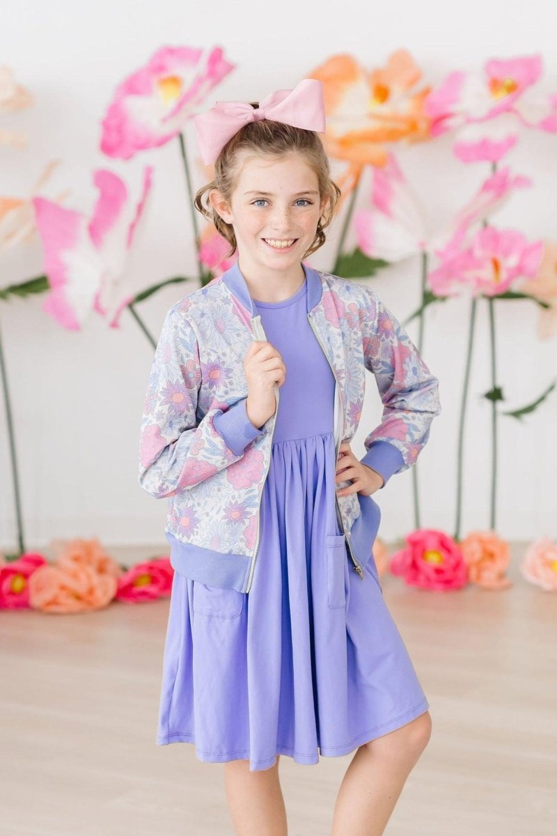 Mila & Rose ® Periwinkle Pocket Tank Twirl Dress For Girls Mila And Rose - Everetts Place Boutique - 