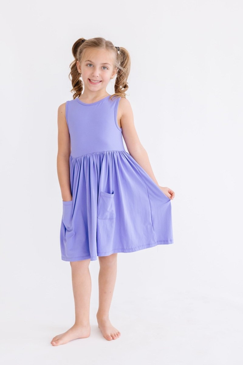 Mila & Rose ® Periwinkle Pocket Tank Twirl Dress For Girls Mila And Rose - Everetts Place Boutique - 