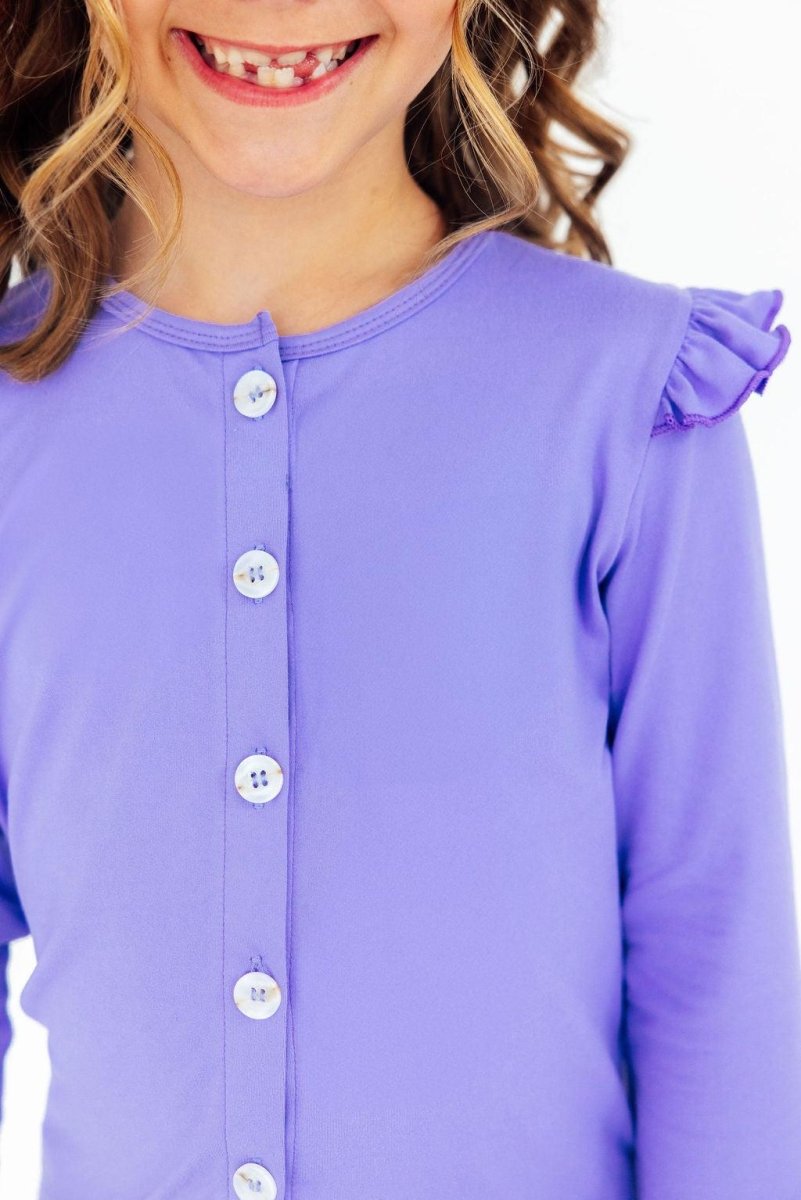 Mila & Rose ® Periwinkle Ruffle Cardigan For Playful School Days Girls - Everetts Place Boutique - 