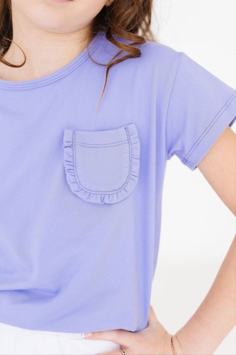 Mila & Rose ® Periwinkle Ruffle Pocket Tee For Girls Mila Rose Style - Everetts Place Boutique - 