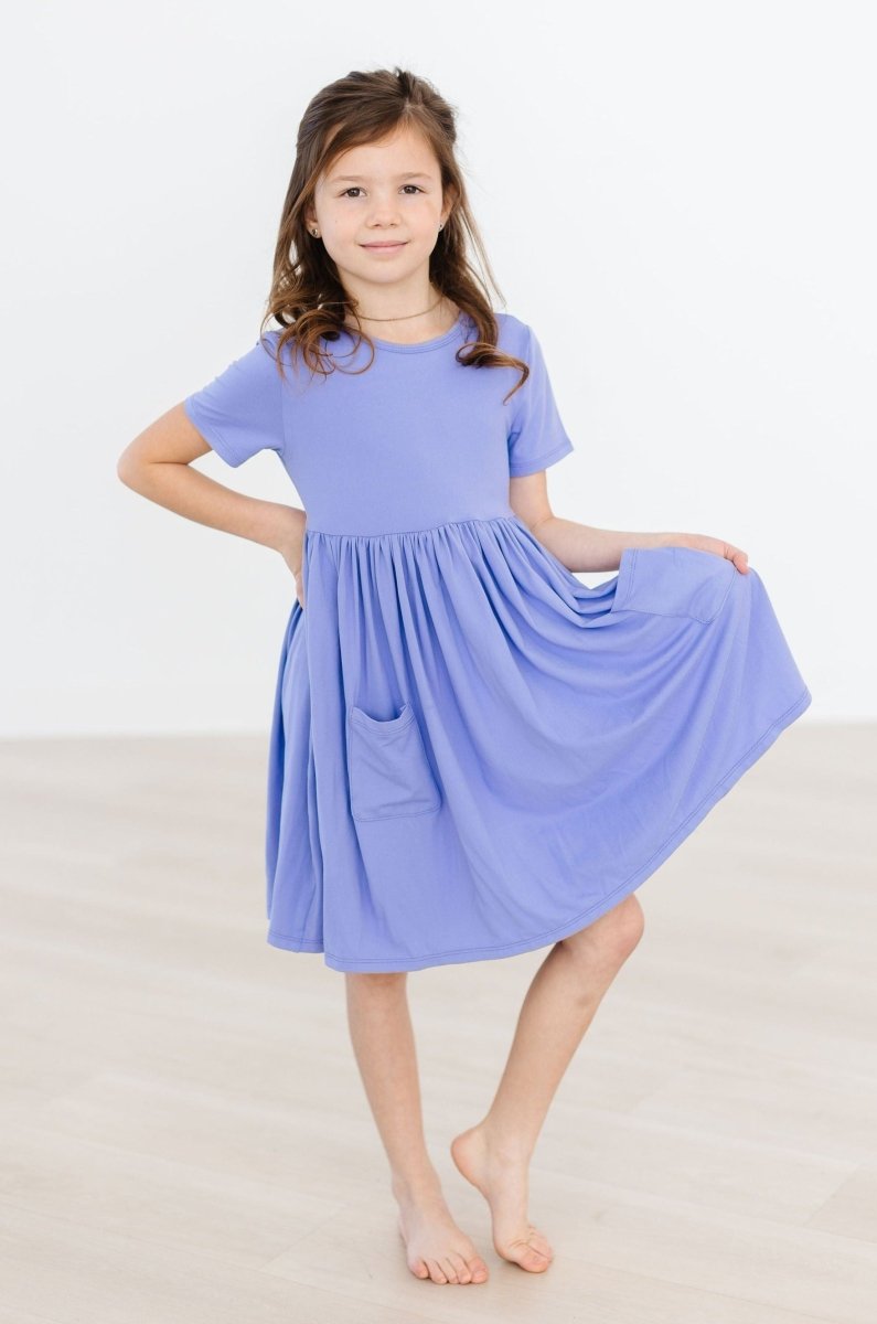 Mila & Rose ® Periwinkle Short Sleeve Pocket Twirl Dress Mila and Rose - Everetts Place Boutique - 
