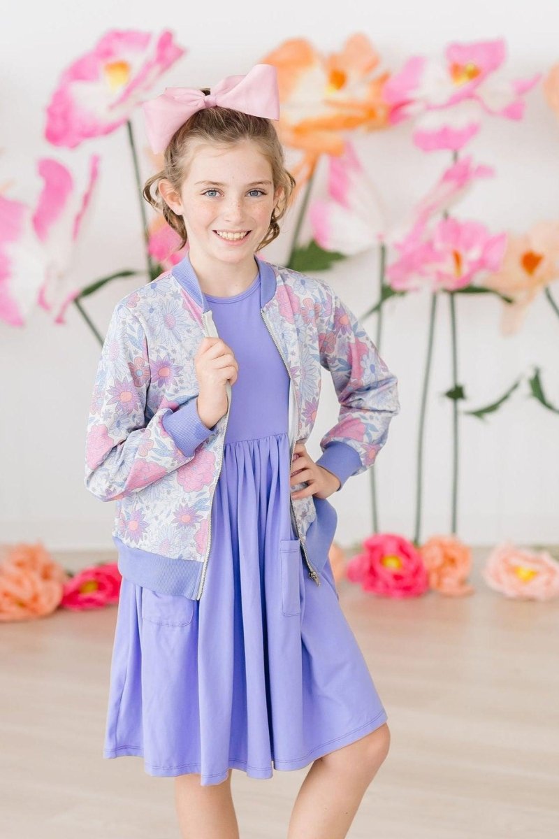 Mila & Rose ® Periwinkle Short Sleeve Pocket Twirl Dress Mila and Rose - Everetts Place Boutique - 