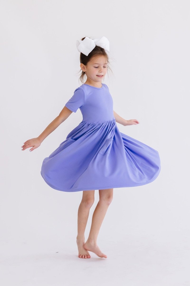 Mila & Rose ® Periwinkle Short Sleeve Pocket Twirl Dress Mila and Rose - Everetts Place Boutique - 