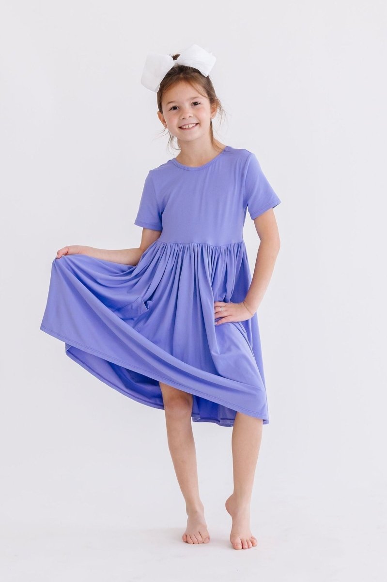 Mila & Rose ® Periwinkle Short Sleeve Pocket Twirl Dress Mila and Rose - Everetts Place Boutique - 
