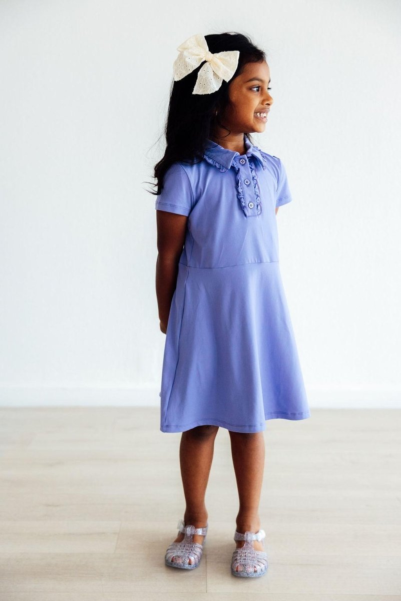 Mila & Rose ® Periwinkle Short Sleeve Polo Dress for Girls Mila and Rose - Everetts Place Boutique - 