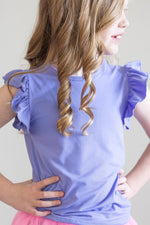 Mila & Rose ® Periwinkle Short Sleeve Ruffle Tee Mila and Rose Girls - Everetts Place Boutique - 