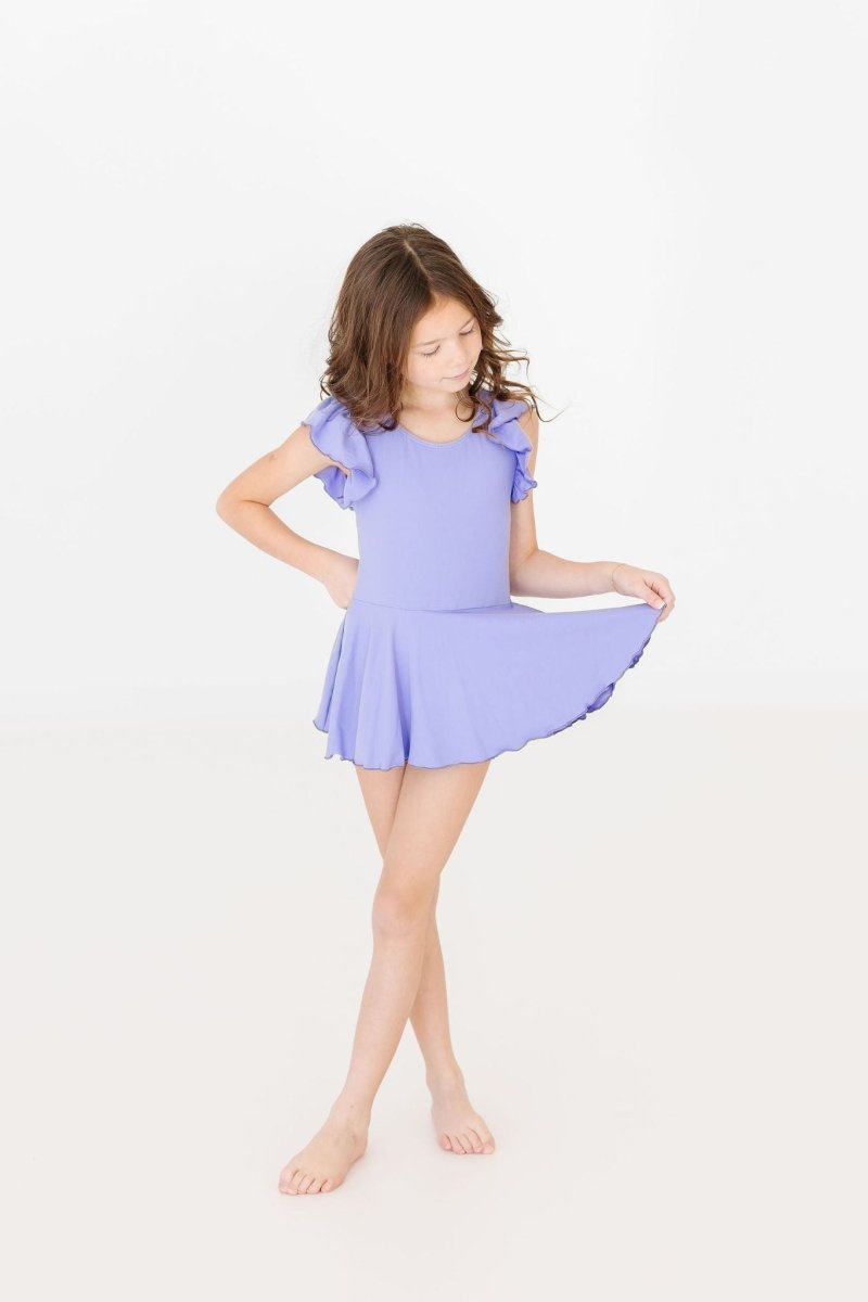 Mila & Rose ® Periwinkle Short Sleeve Twirl Leotard For Ballet Class - Everetts Place Boutique - 