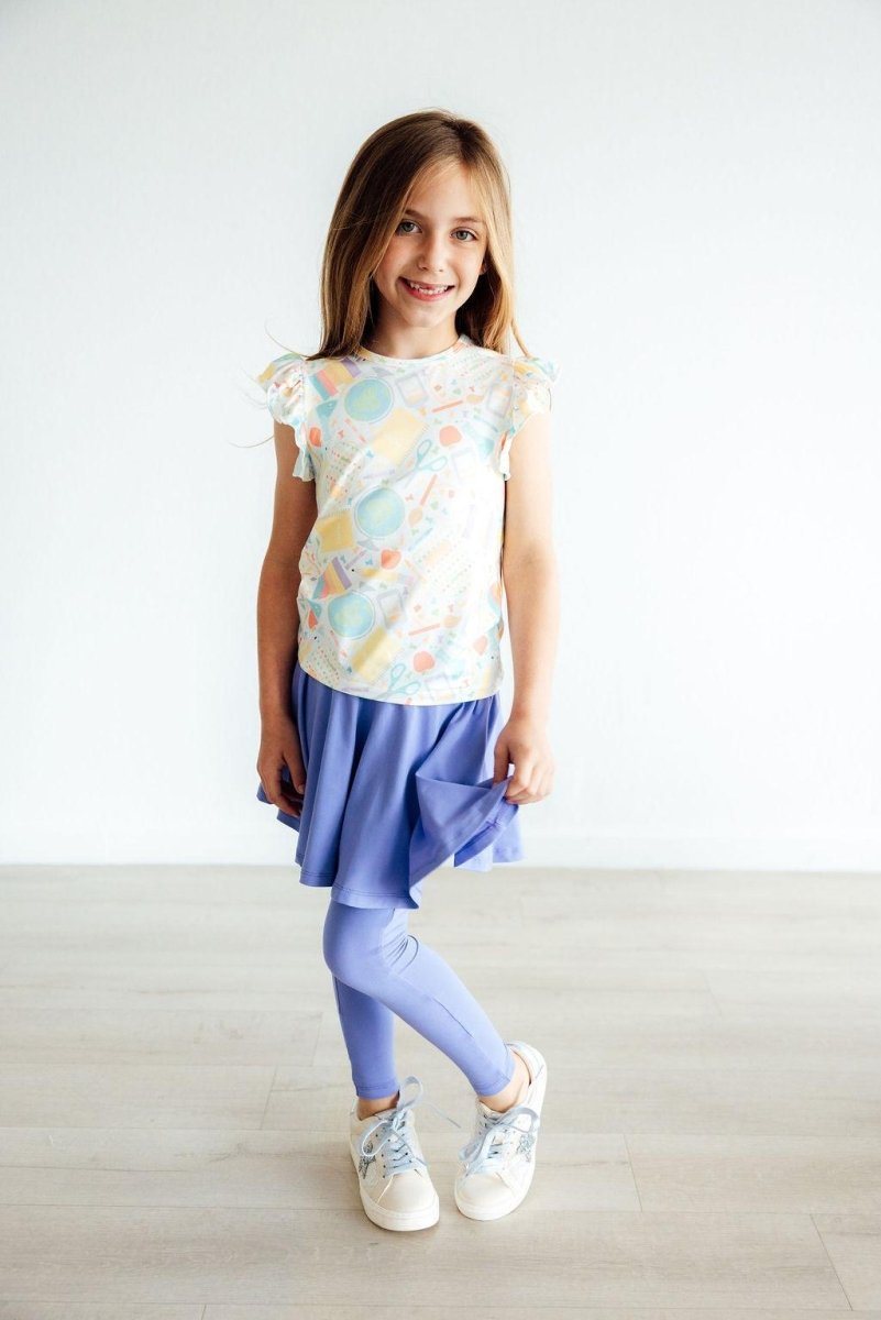 Mila & Rose ® Periwinkle Twirl Skegging Girls Skirted Leggings Everyday - Everetts Place Boutique - 