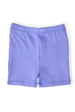 Periwinkle blue high-waisted twirl shorts for girls, made for layering under dresses