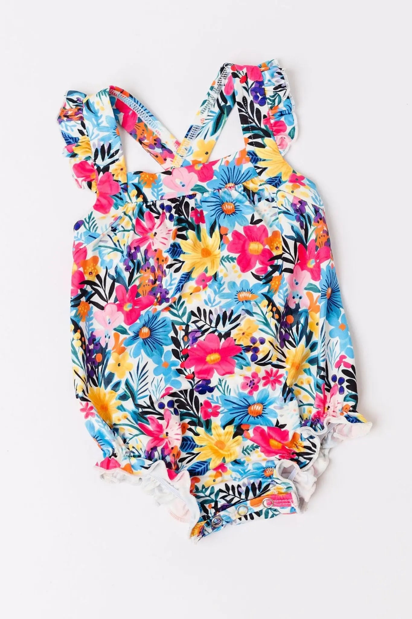 Petal Paradise Ruffle Cross Back Romper For Girls Summer Mila & Rose ® Everetts Place: Online Boutique