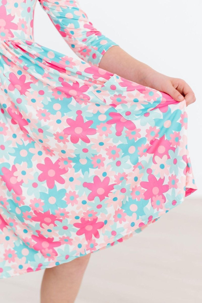 Mila & Rose ® Petal Perfection Three Quarter Sleeve Twirl Pocket Dress - Everetts Place Boutique - 