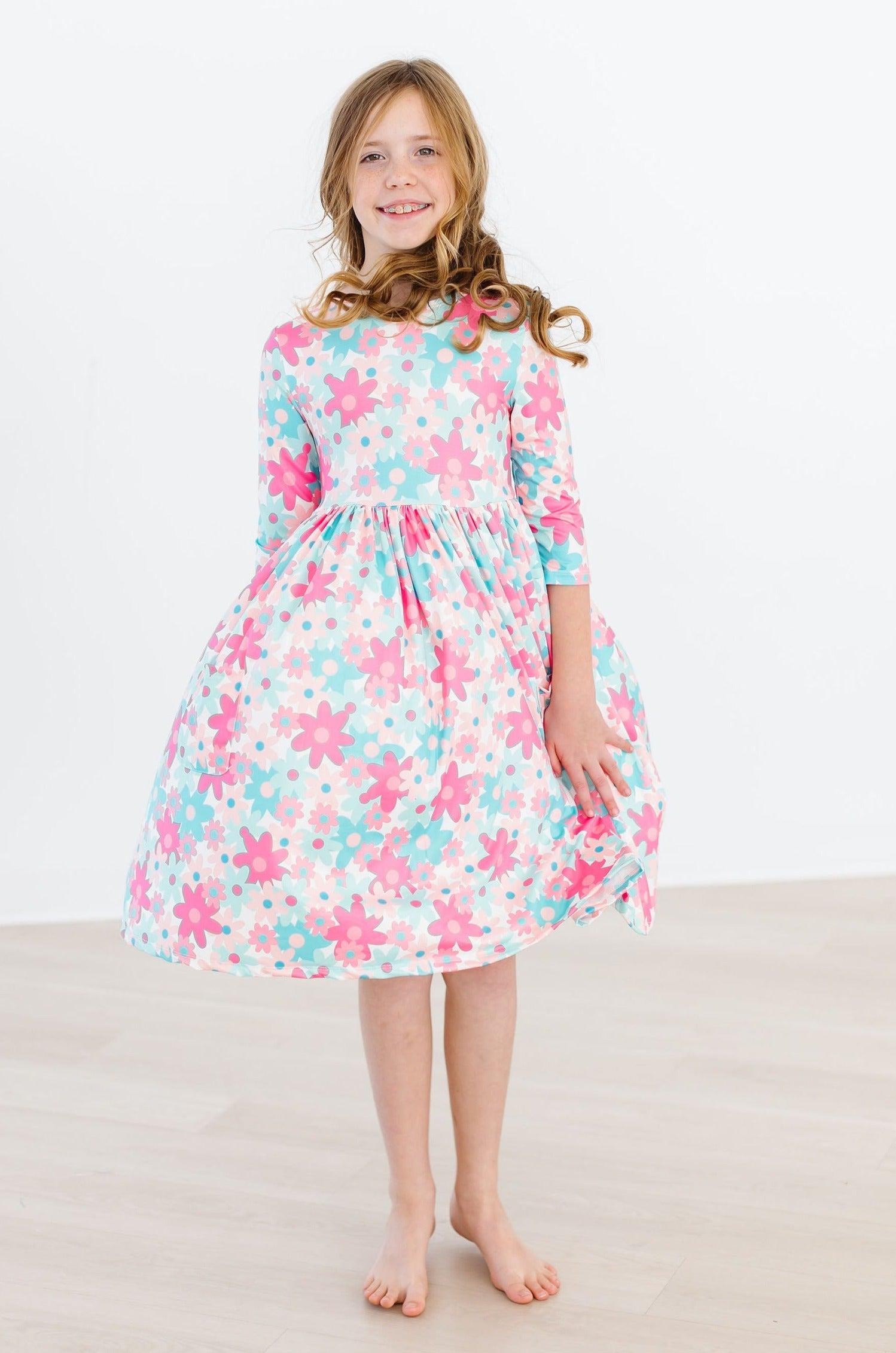 Petal Perfection Three Quarter Sleeve Twirl Pocket Dress Mila & Rose ® Everetts Place: Online Boutique
