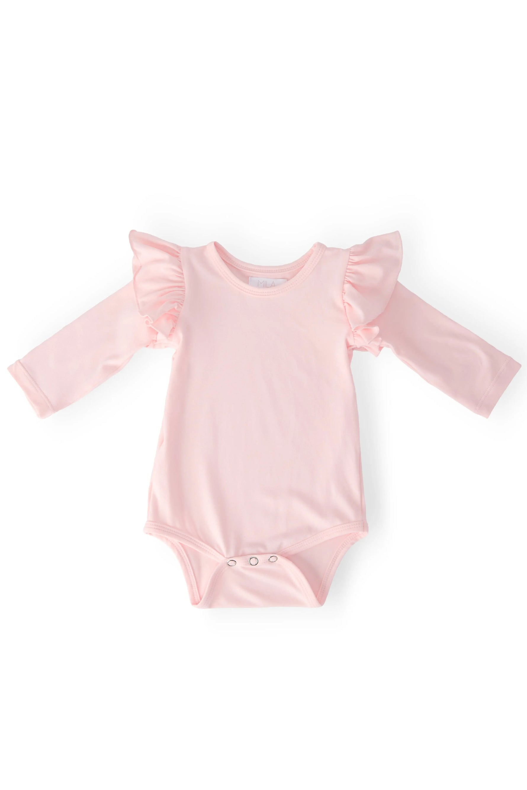 Petal Pink Long Sleeve Flutter Bodysuit for Babies Soft Mila & Rose ® Everetts Place: Online Boutique