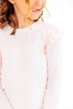 Petal Pink Long Sleeve Ruffle Tee For Girls Casual Wear Mila & Rose ® Everetts Place: Online Boutique