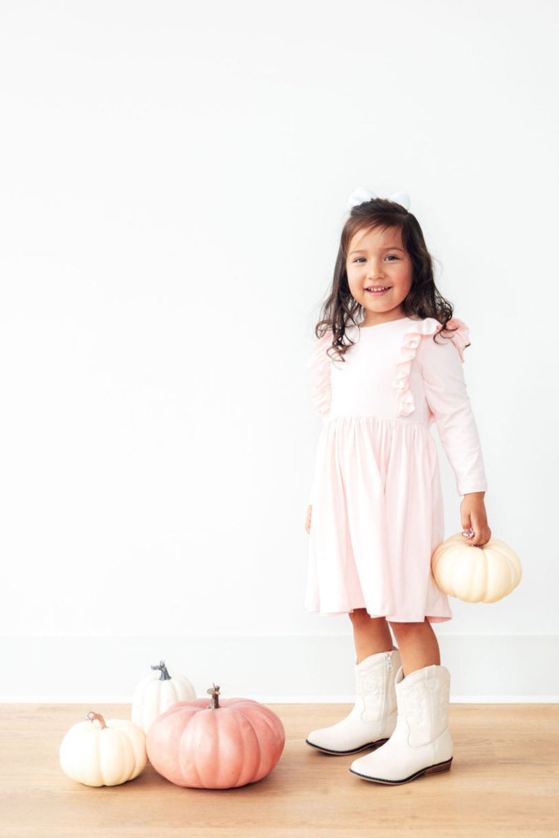 Mila & Rose ® Petal Pink Long Sleeve Ruffle Twirl Dress Mila Rose - Everetts Place Boutique - 