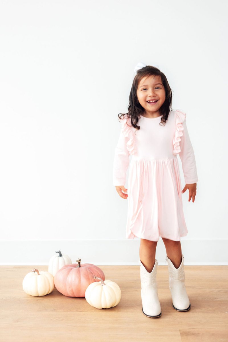Mila & Rose ® Petal Pink Long Sleeve Ruffle Twirl Dress Mila Rose - Everetts Place Boutique - 