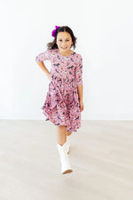 Mila & Rose ® Petals & Ponies 3/4 Sleeve Pocket Twirl Dress - 