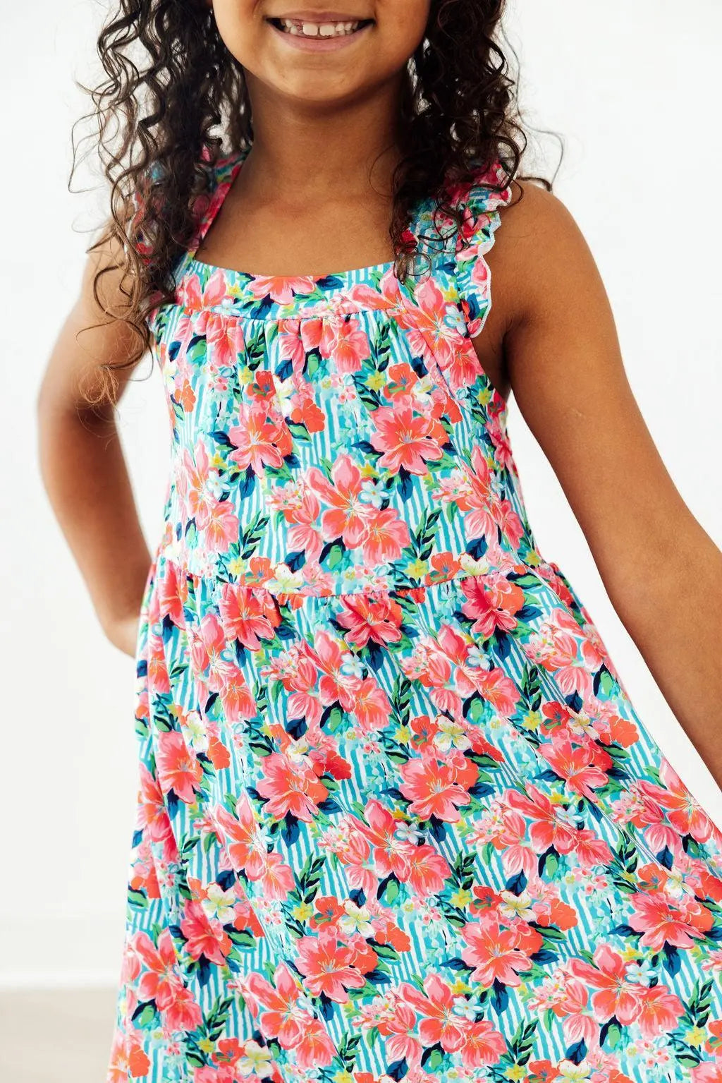 Mila & Rose ® Petals in Paradise Ruffle Cross Back Dress - 