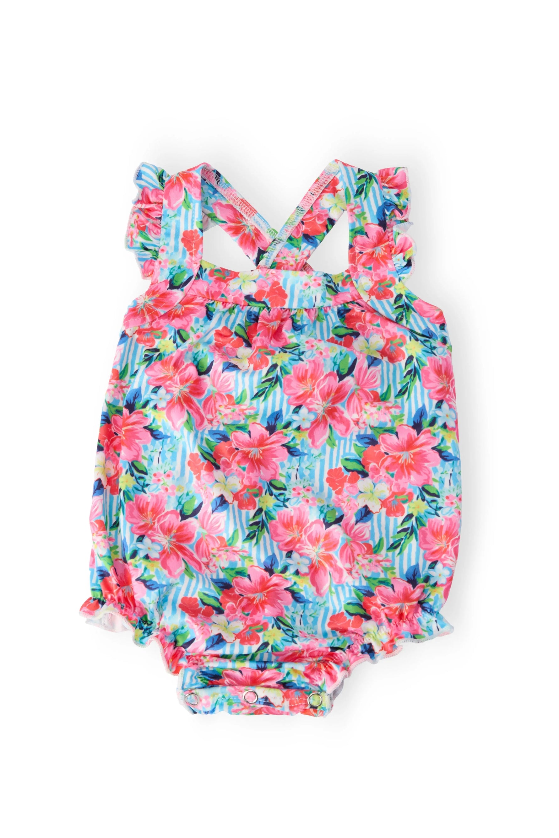 Mila & Rose ® Petals in Paradise Ruffle Cross Back Romper - 