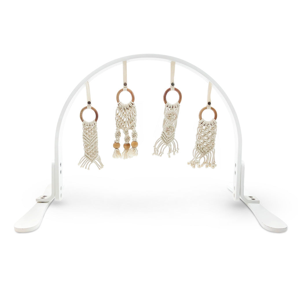 Modern Nursery Natural Play Gym, organic wooden baby activity gym.