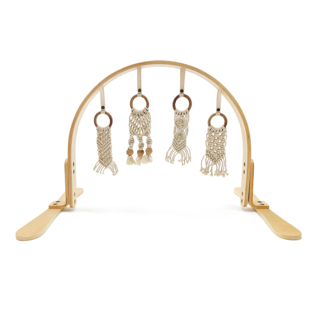 Modern Nursery Natural Play Gym, organic wooden baby activity gym.