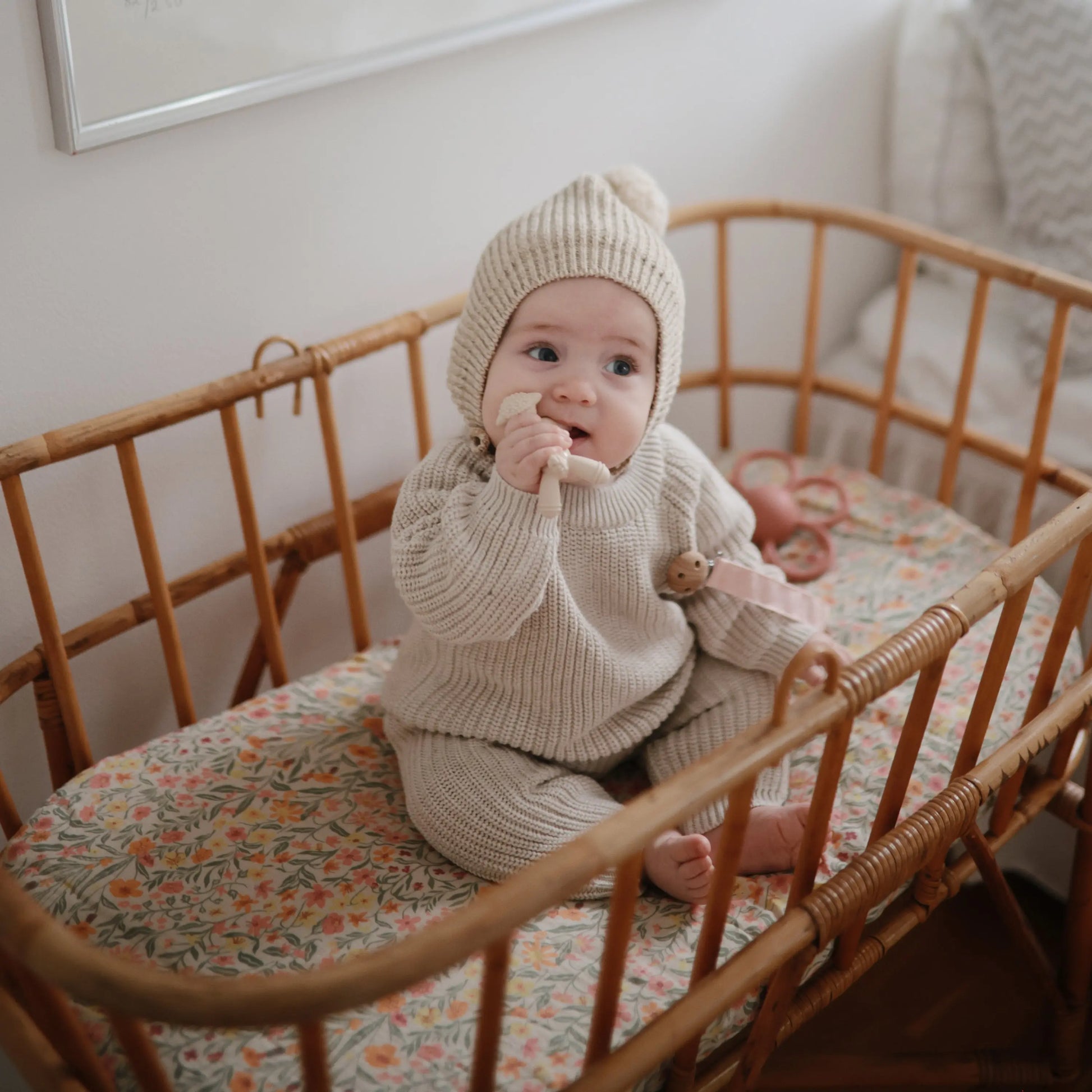 Mini Muslin Crib Sheet 100 Percent Cotton Extra Soft Breathable Fabric Full Elastic Edges Pre-Washed For Softness Mushie