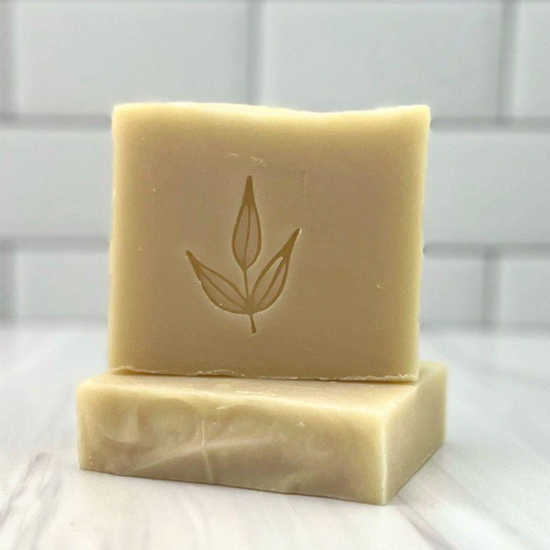 Unscented Castile Bar Soap made with saponified olive oil, palm-free and vegan.