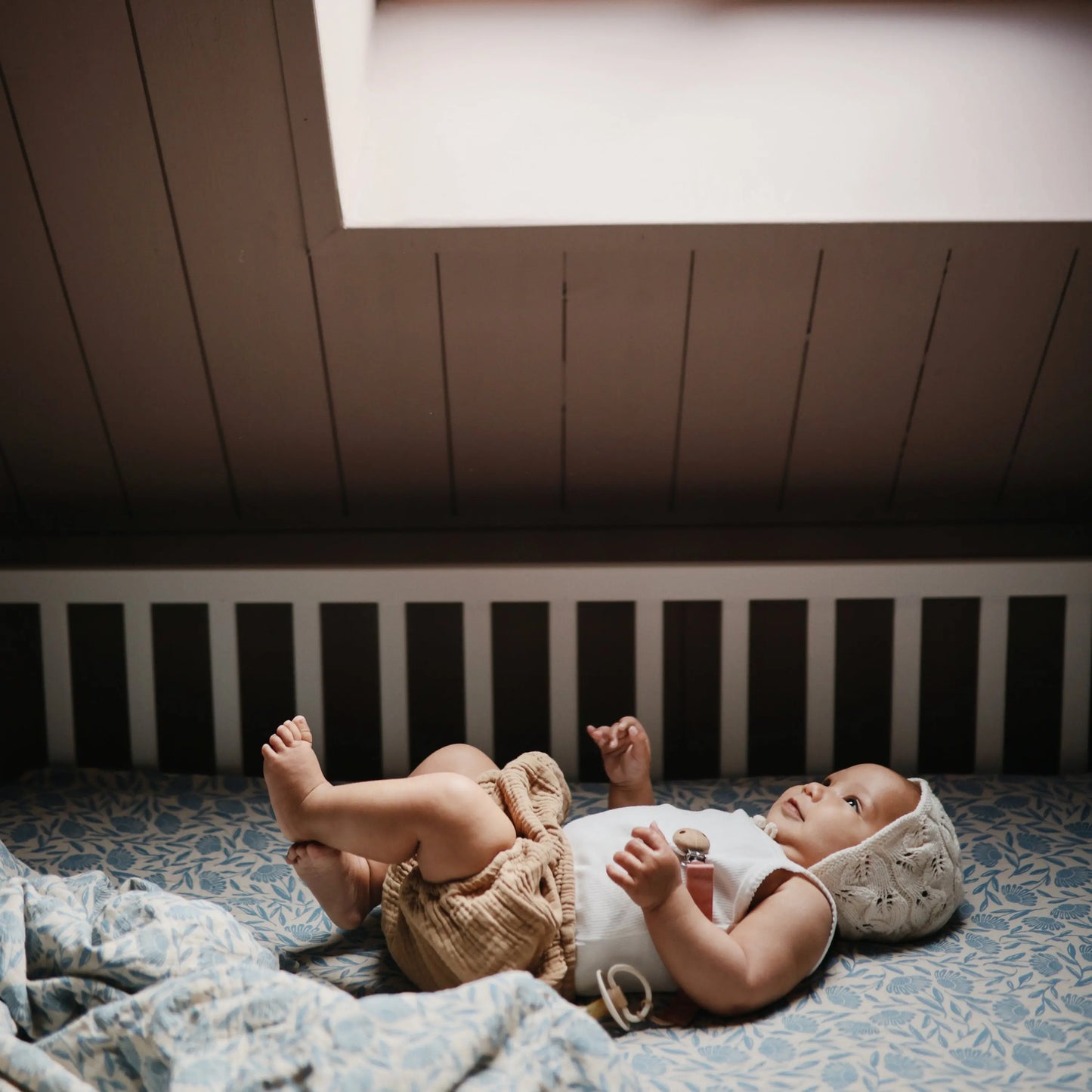 Organic Cotton Muslin Swaddle Blanket for Baby Cuddling and Nursing Mushie