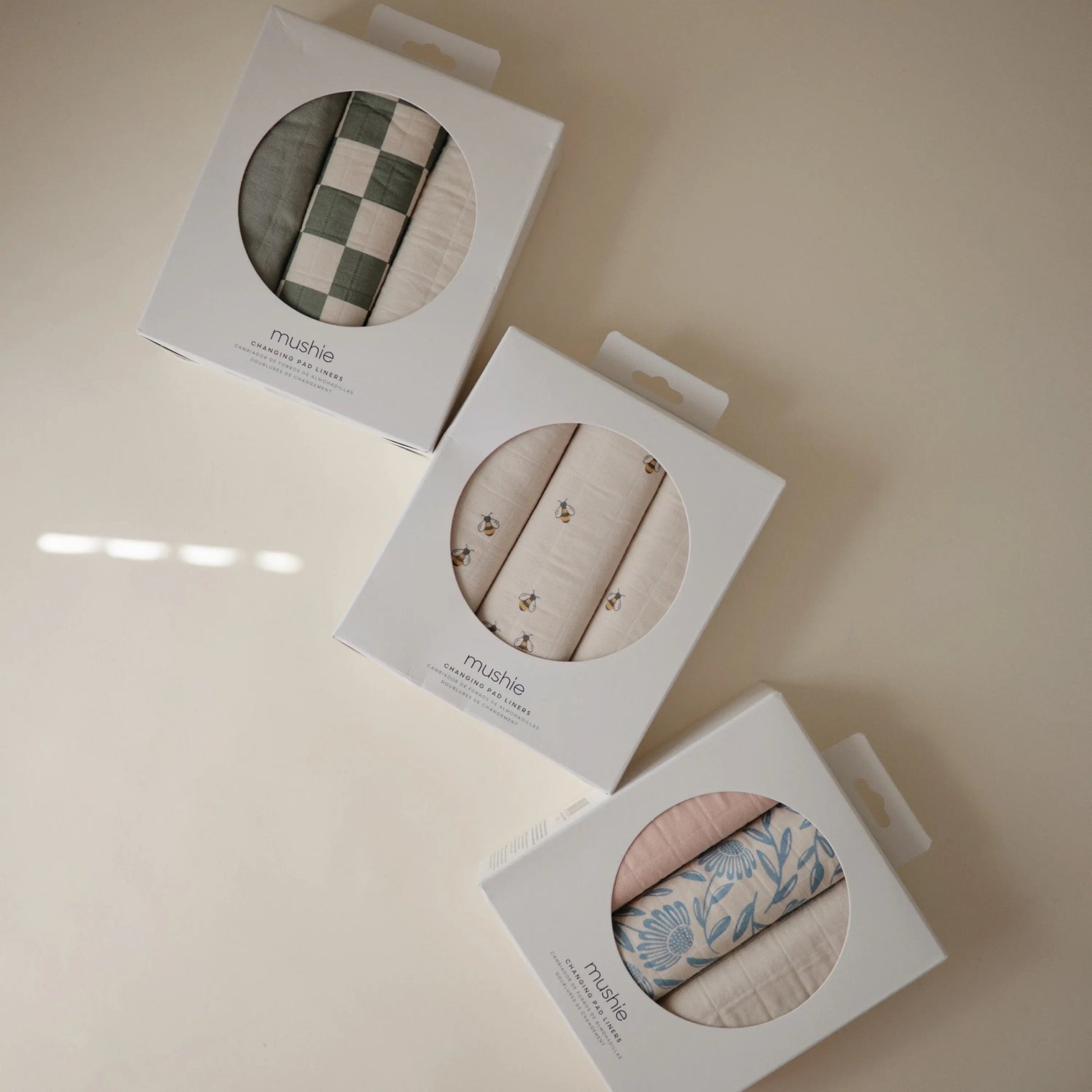 Mushie Organic Cotton Changing Pad Liners with Water Repellent Layer and Bamboo Blend Mushie