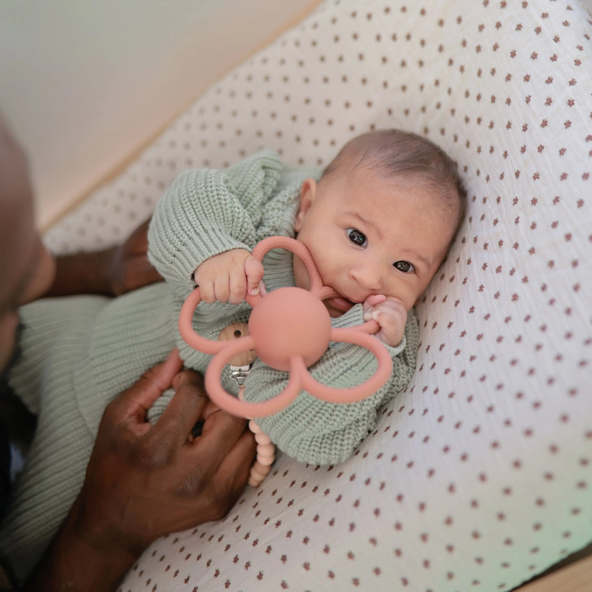 Daisy Rattle Teether Silicone Baby Toy with Built In Rattle for Soothing Relief Mushie