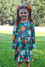 Rylee Faith Designs Thanksgiving Day Fall Dress Set with Pumpkin Print for Girls - Apparel & Accessories > Clothing > Baby & Toddler Clothing > Baby & Toddler Dresses Dress