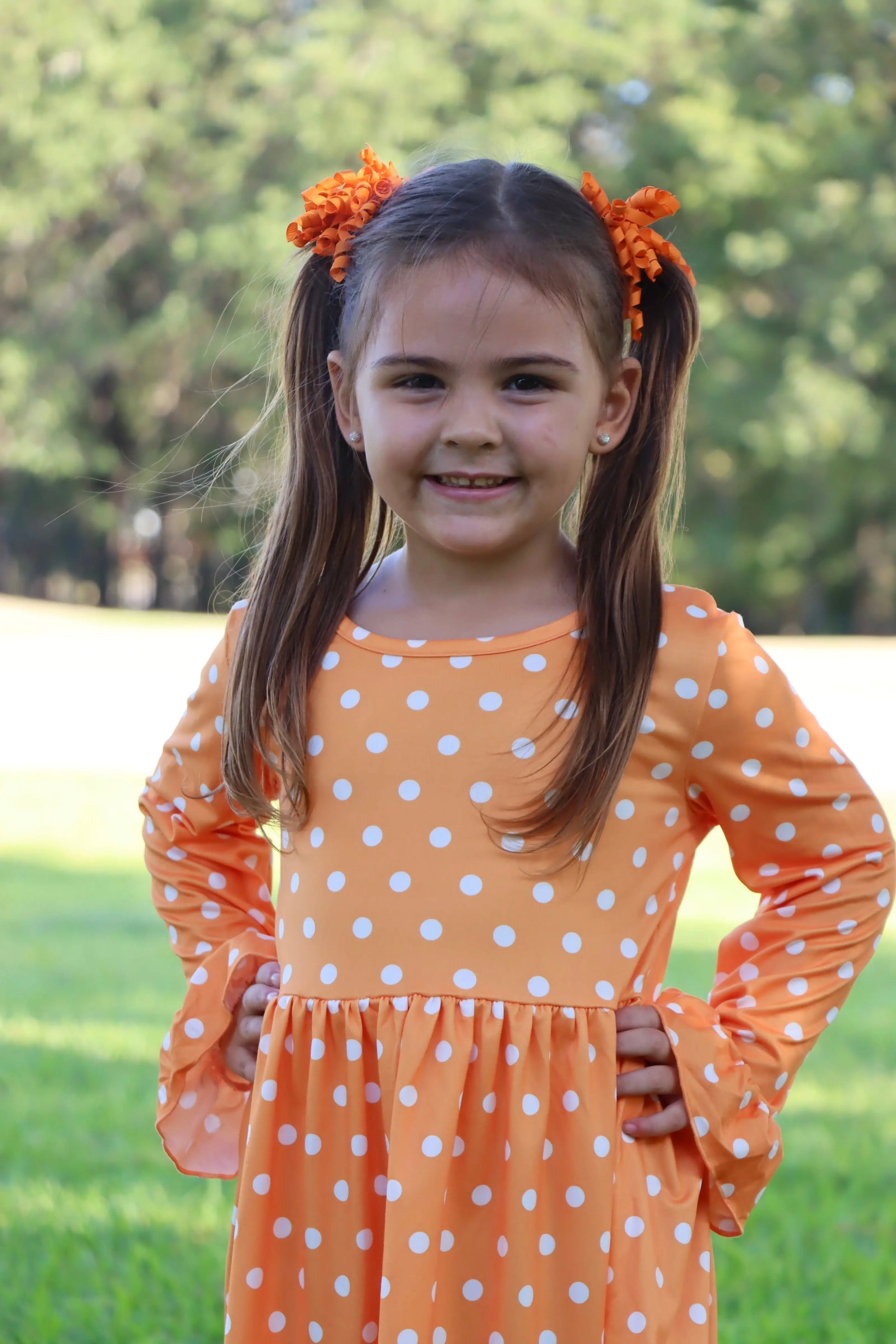 Thanksgiving Day Fall Dress Set with Pumpkin Print for Girls Rylee Faith Designs