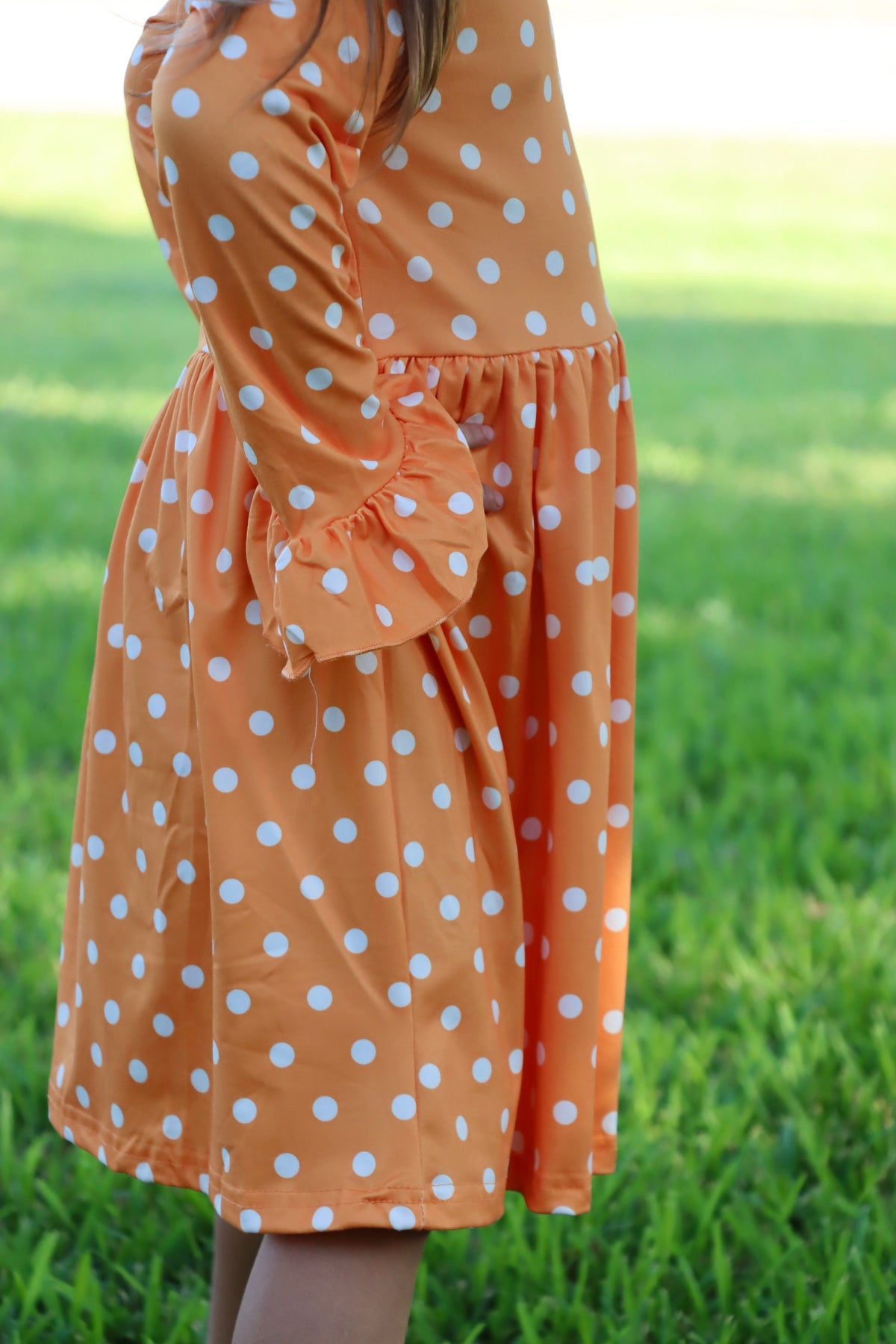 Thanksgiving Day Fall Girls Set Of 2 Pcs In One Package Pumpkin Print Dress by Rylee Faith Designs