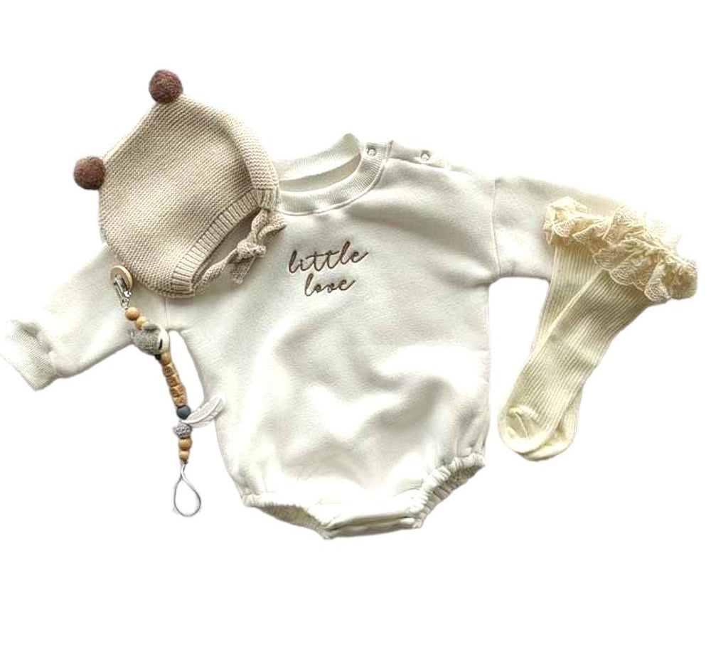 Little Love Bamboo Onesie Sweatshirt | Baby Bodysuit by Rayn’s Tiny Stitches