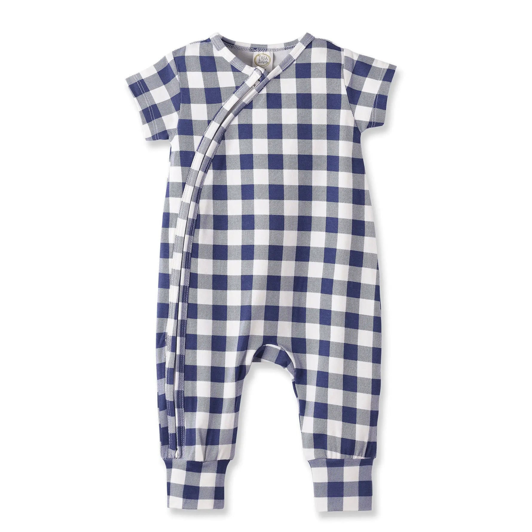 Picnic Plaid Bamboo Spandex Zipper Romper Convertible for Baby Tesa Babe 