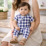 Picnic Plaid Bamboo Spandex Zipper Romper Convertible for Baby Tesa Babe 