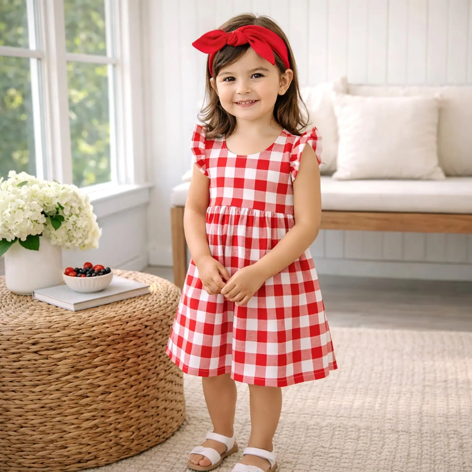 Picnic Plaid Soft Bamboo Flutter Dress For Baby And Toddler Girls Tesa Babe 