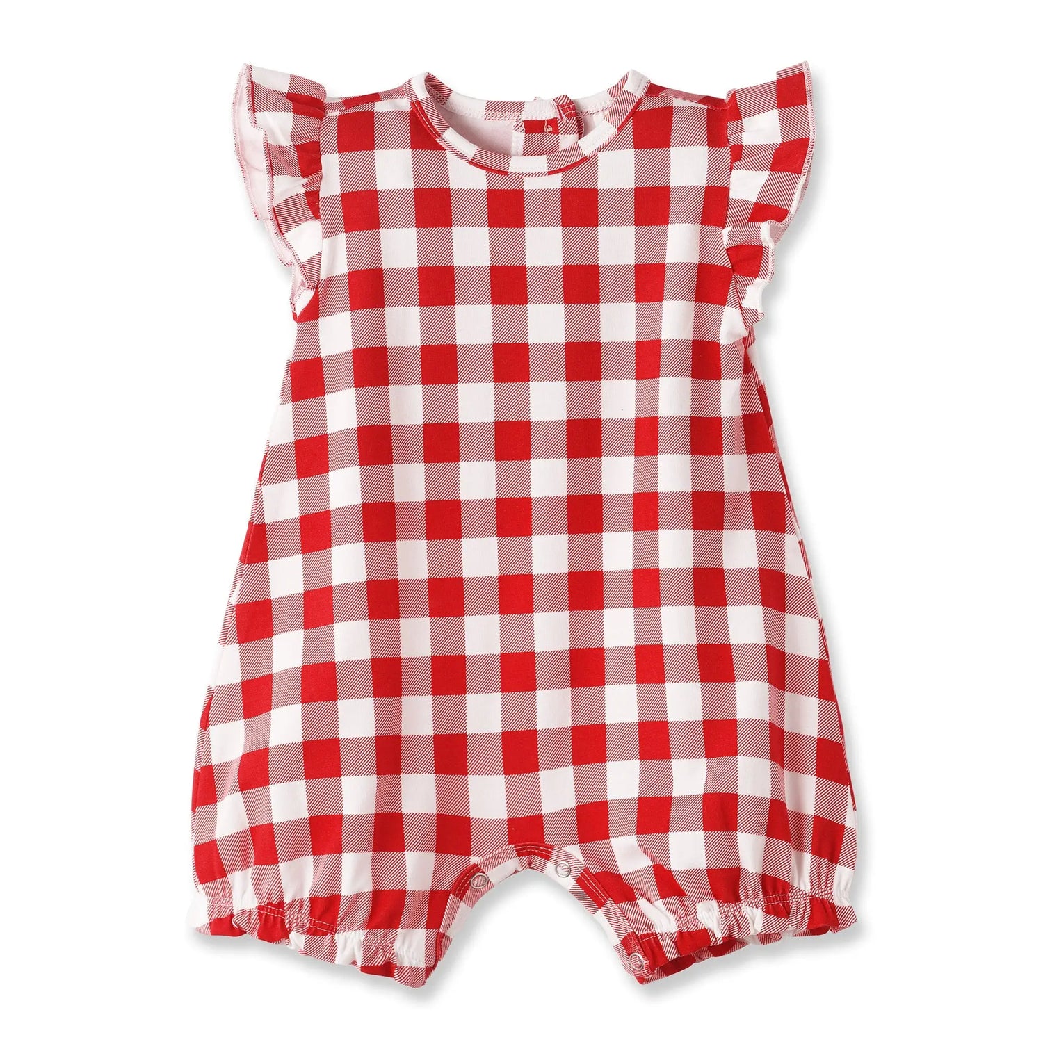 Picnic Plaid Soft Bamboo Shorty Romper For Baby Girls Tesa Babe 