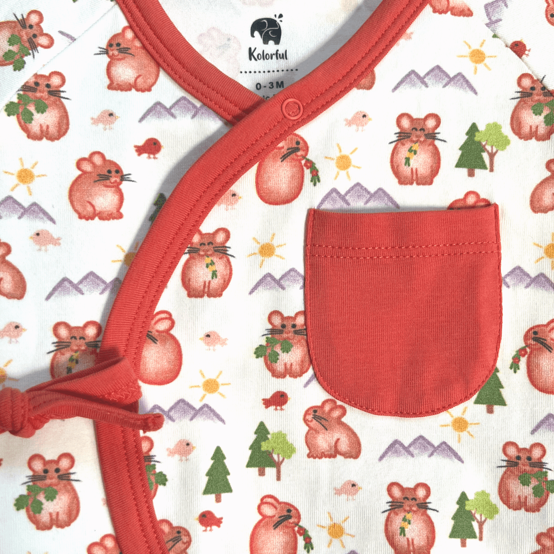 Pika Kimono Long Sleeve Romper | Organic Pima Cotton by Kolorful