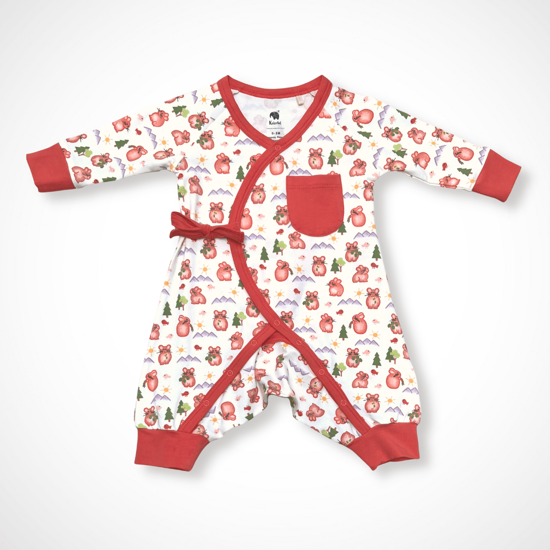 Pika Kimono Long Sleeve Romper | Organic Pima Cotton by Kolorful