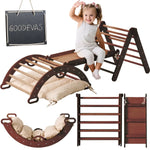 Goodevas Pikler Triangle Set for Toddlers Climbing Arch Slide Board and Cushion - Baby & Toddler > Baby Toys & Activity Equipment > Baby Activity Toys 4in1 Playsets