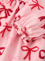Pink Bow Print Girls Dress With Ruffle Hem By Rylee Faith Rylee Faith Designs Everetts Place Boutique