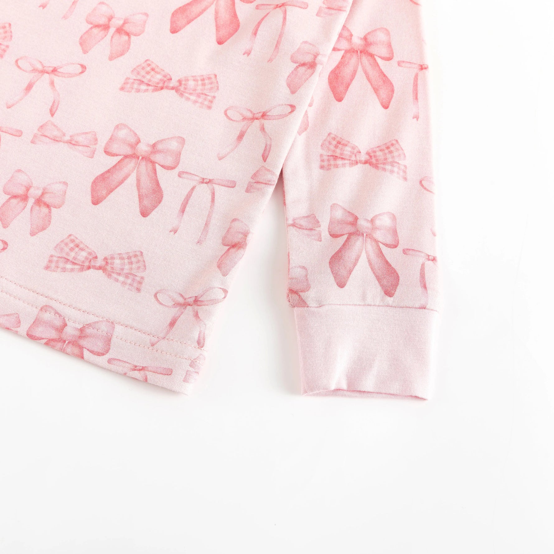 Dreamlet Pink Bows Two Piece Set Soft Stretchy Bamboo Fabric - Apparel & Accessories > Clothing > Baby & Toddler Clothing > Baby & Toddler Sleepwear Two Piece PJs