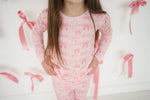 Dreamlet Pink Bows Two Piece Set Soft Stretchy Bamboo Fabric - Apparel & Accessories > Clothing > Baby & Toddler Clothing > Baby & Toddler Sleepwear Two Piece PJs