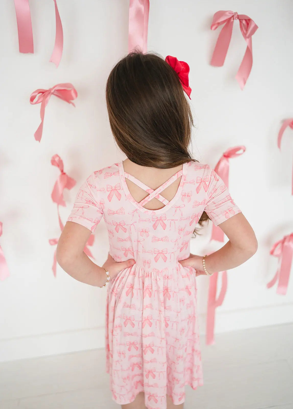 Dreamlet Pink Bows Twirl Dress Dreamlet Soft Bamboo Fabric For Girls - Apparel & Accessories > Clothing > Baby & Toddler Clothing > Baby & Toddler Dresses Twirl Dresses