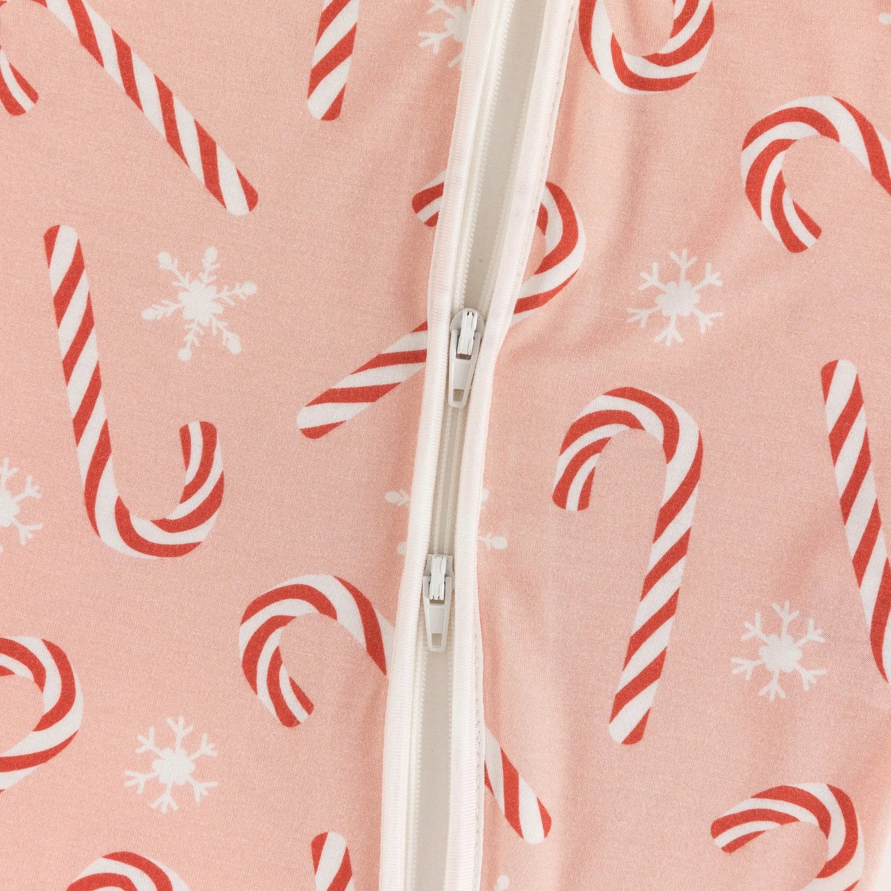 Dreamlet Pink Candy Cane Convertible Zip Footies Fold Over Mittens - Apparel & Accessories > Clothing > Baby & Toddler Clothing > Baby & Toddler Sleepwear Convertible Zip Footies